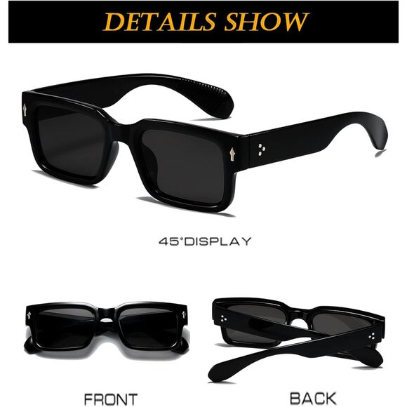 EYLRIM Square Frame Sunglasses for Men and Women Chunky Rectangle UV400 Shades - Picture 5 of 5